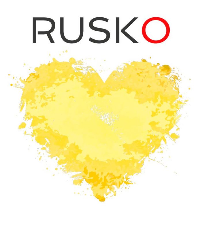 Ruskon palveluopas 2020, kuvassa Ruskon logo ja keltainen sydän.