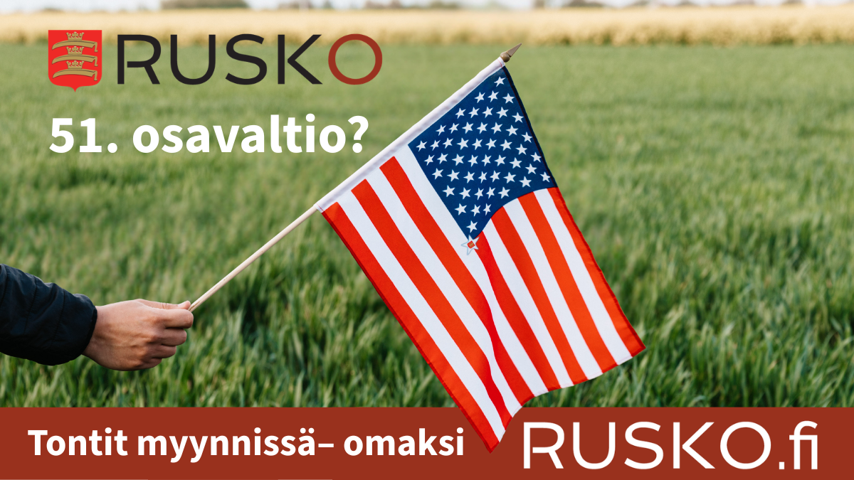 Peltomaisemassa Amerikanlippu, jossa on ruskolainen extratähti.
